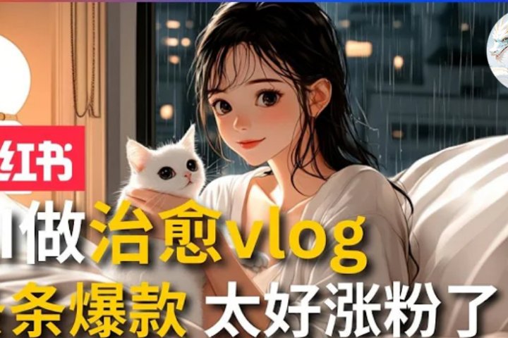 AI治愈系vlog动画视频，小红书7天 涨粉破千，商单报价1500+，0成本制作，日入2000+，有手就会 -想要创业网