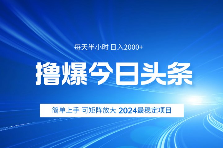 撸爆今日头条，简单无脑日入2000+-想要创业网