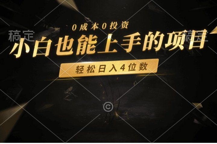 零成本！小白也能上手的项目，轻松日入四位数-想要创业网