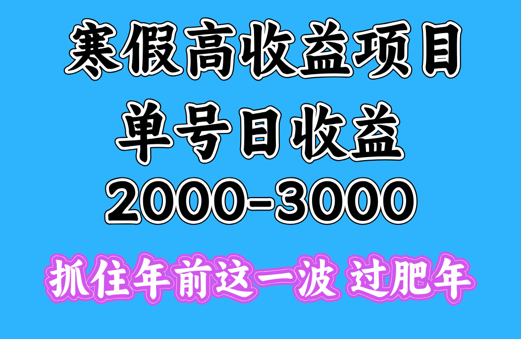 寒假期间一天收益2000-3000+，抓住年前这一波-想要创业网