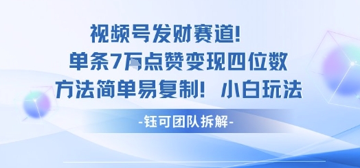 视频号发财赛道单条7W点赞变现四位数方法简单易复制小白玩法-想要创业网