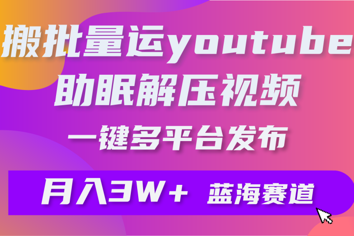 一键搬运YouTube解压助眠视频简单操作月入1W+-想要创业网