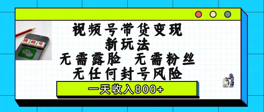 视频号带货变现新玩法，无需露脸，无需粉丝，无任何封号风险，一天收入800+-想要创业网