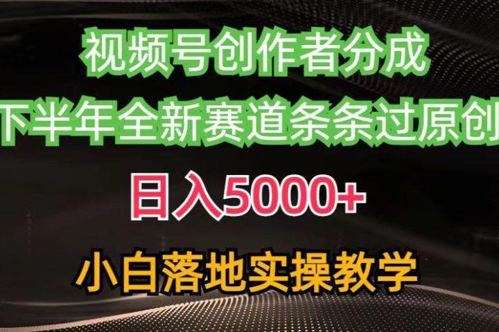 视频号创作者分成最新玩法,日入5000+下半年全新赛道条条过原创,小白轻松上手-想要创业网
