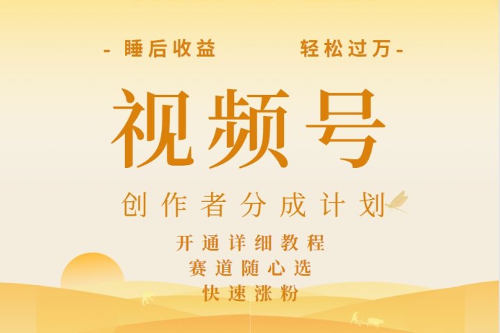 详解视频号创作者分成计划，暴力起号，可同步多平台，实现睡后收入2W+，看懂即可操作！-想要创业网