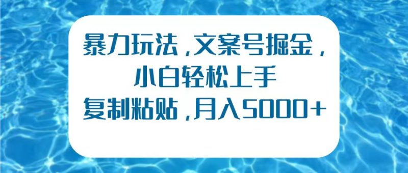 暴力玩法，文案号掘金，小白轻松上手，复制粘贴，月入5000+-想要创业网