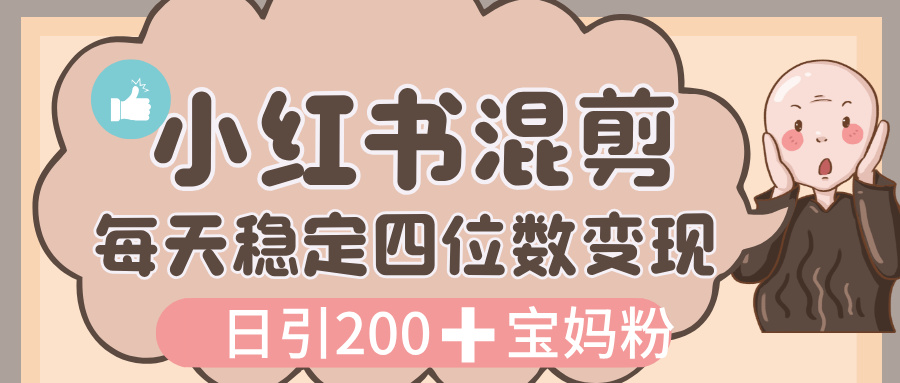 价值 3980 的小红书混剪， 虚拟变现，日引 200+宝妈创业粉，每天稳定四位数变现-想要创业网