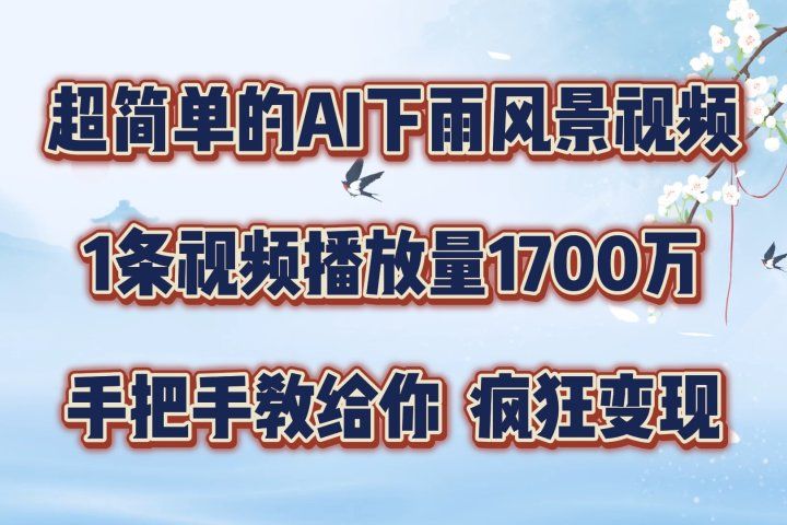 超简单的AI风景视频，1条视频播放量1700万，手把手教给你-想要创业网