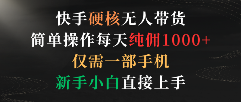 快手硬核无人带货，简单操作每天纯佣1000+,仅需一部手机，新手小白直接上手-想要创业网