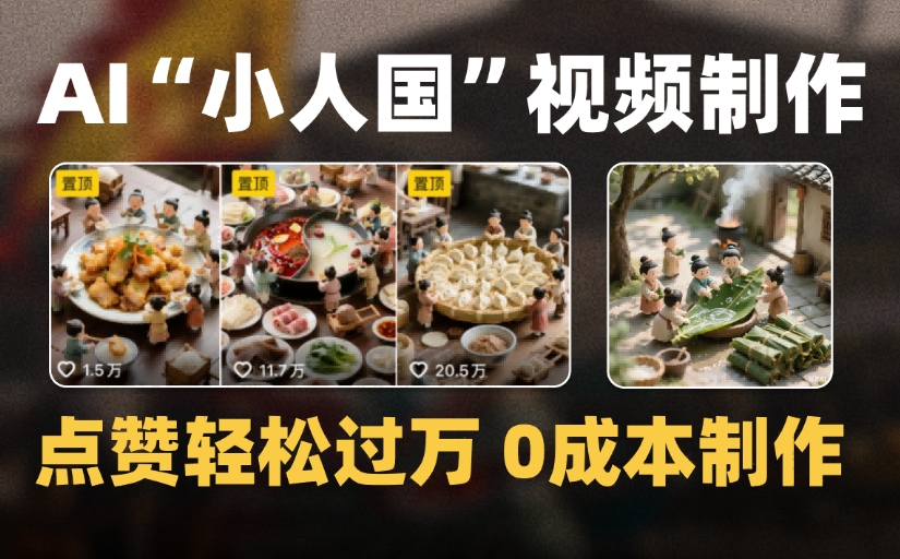 爆款1000W+微缩景观迷你小人国AI视频,0成本制作全流程教学-想要创业网