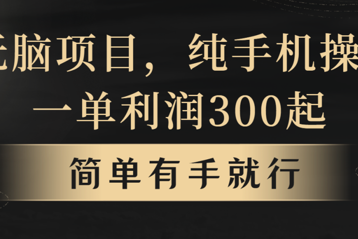 无脑项目，一单几百块，轻松月入5w+，看完就能直接操作-想要创业网