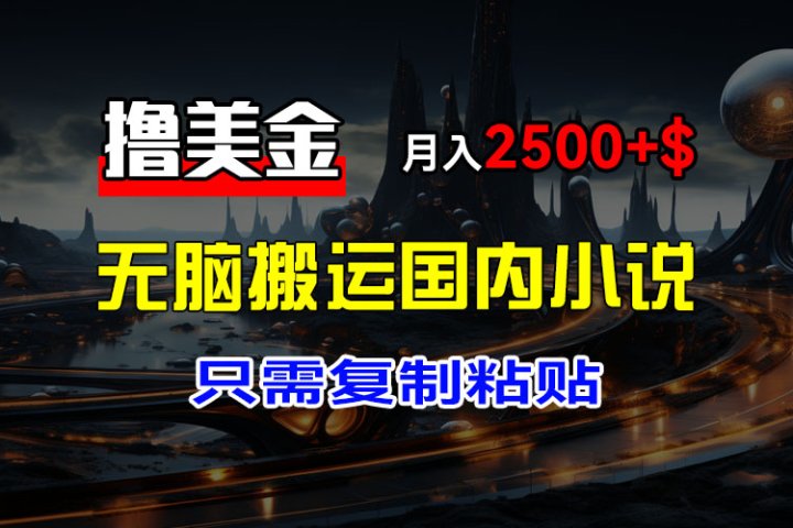 最新撸美金项目，搬运国内小说爽文，只需复制粘贴，稿费月入2500+美金，新手也能快速上手-想要创业网