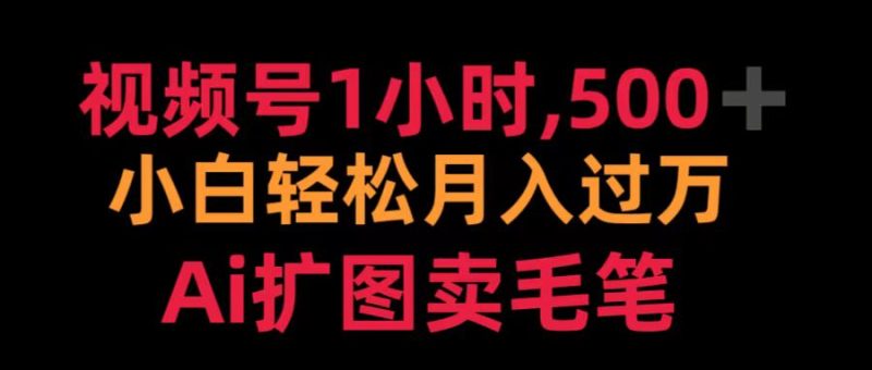 视频号1小时，500＋ 小白轻松月入过万 Ai扩图卖毛笔-想要创业网
