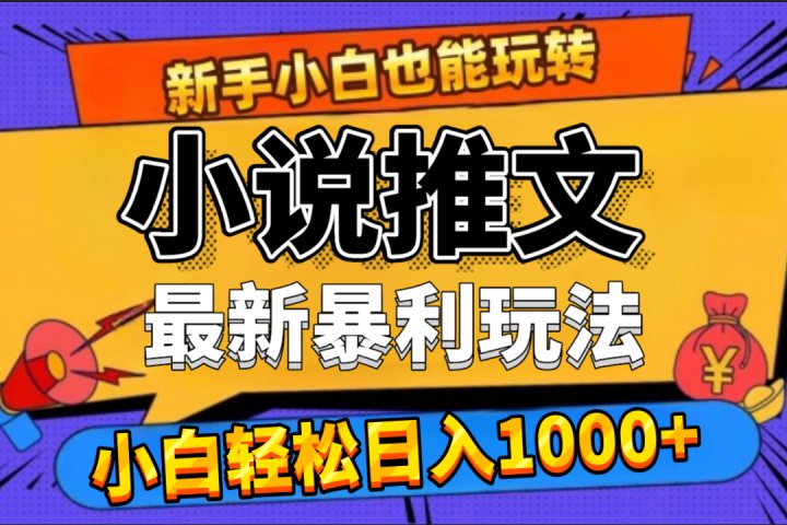 24年最新小说推文暴利玩法，0门槛0风险，轻松日赚1000+-想要创业网