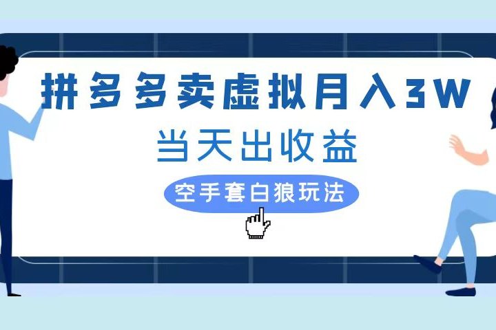 拼多多虚拟项目，单人月入3W+，实操落地项目-想要创业网