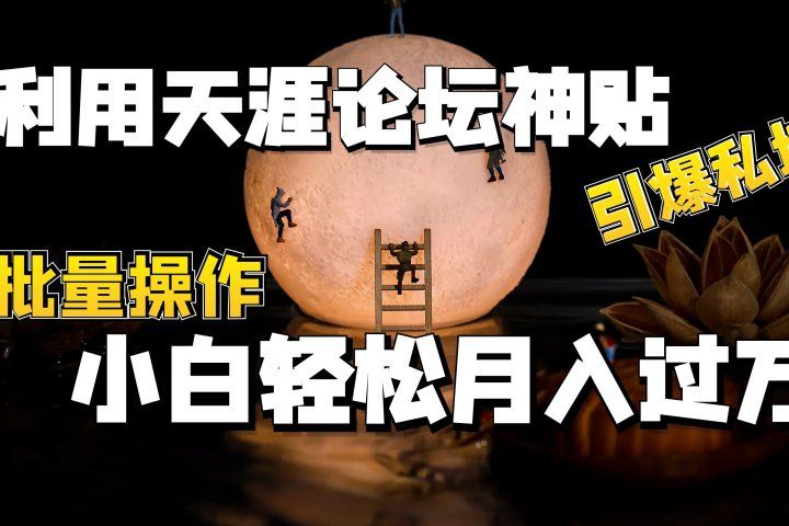 利用天涯论坛神贴，引爆私域，批量操作、小白轻松月入过万-想要创业网