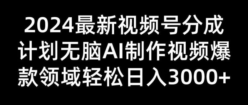 2024最新视频号分成计划无脑AI制作爆款视频领域 轻松日入3000+-想要创业网