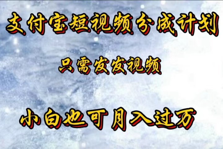 支付宝短视频劲爆玩法，只需发发视频，小白也可月入过万-想要创业网