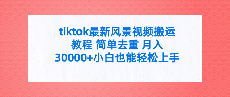 tiktok最新风景视频搬运教程 简单去重 月入30000+小白也能轻松上手-想要创业网