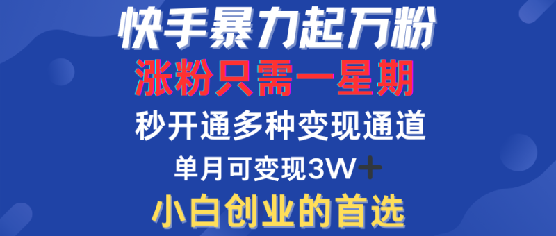 快手暴力起万粉，涨粉只需一星期！多种变现模式-想要创业网