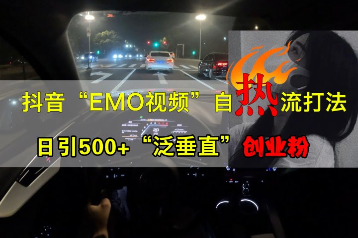 抖音EMO视频自热打法，日引500+创业粉“泛垂直”-想要创业网