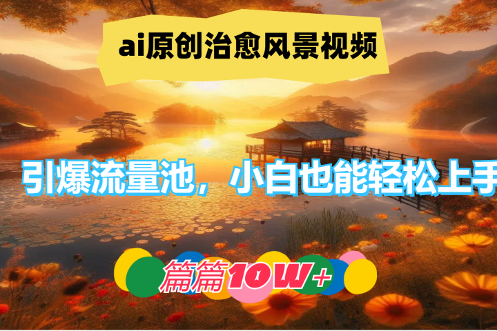 ai原创治愈风景视频，引爆流量池，小白也能轻松上手，篇篇10w+！-想要创业网