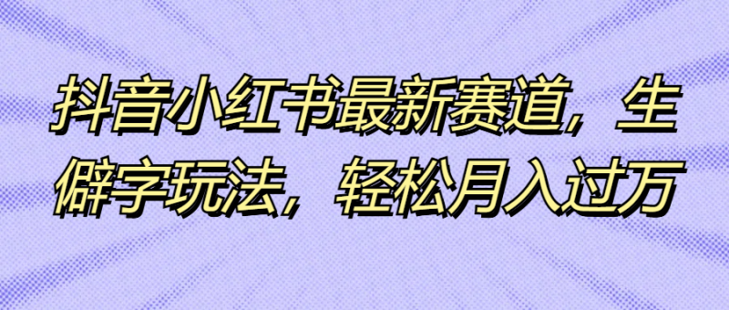 抖音小红书最新赛道，生僻字玩法，轻松月入过万-想要创业网