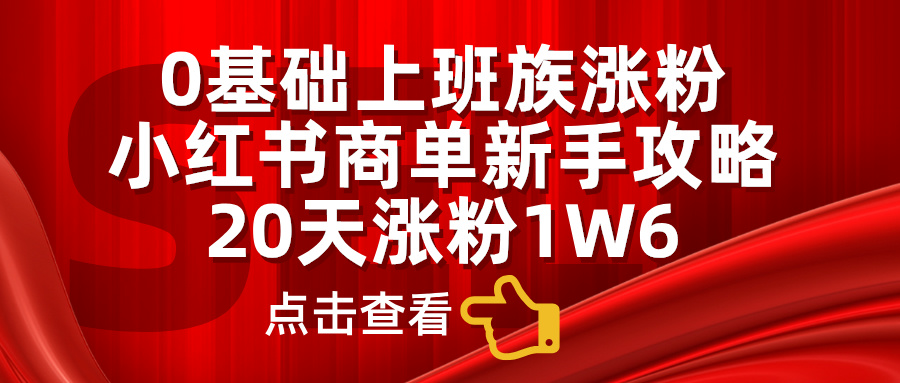 图片[1]-0基础上班族涨粉，小红书商单新手攻略，20天涨粉1.6w-想要创业网
