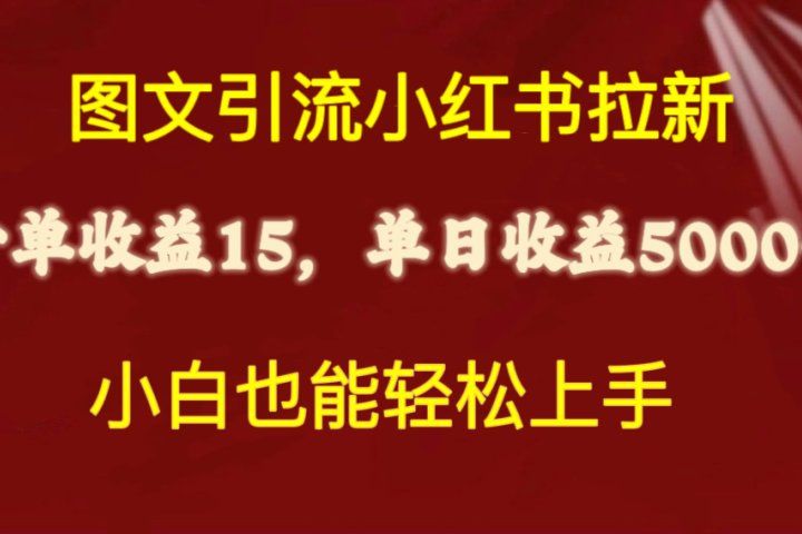 图文引流小红书拉新一单15元，单日暴力收益5000+，小白也能轻松上手-想要创业网
