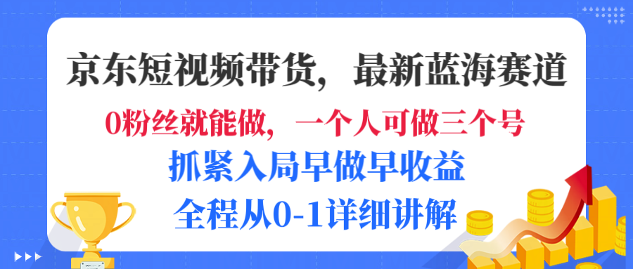 京东短视频带货，最新蓝海赛道，发视频长尾流量，未来几年躺赚被动收益，全程从0-1详细讲解-想要创业网