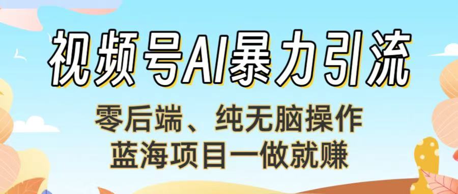 视频号AI暴力引流：零后端、纯无脑操作，蓝海项目一做就赚！-想要创业网