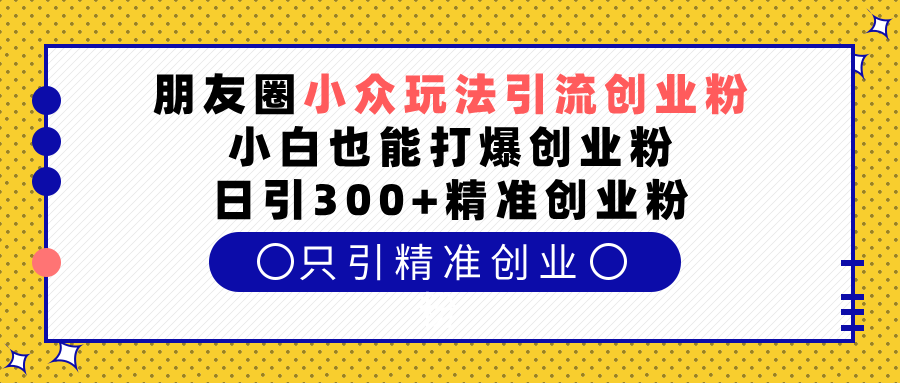 朋友圈小众玩法引流创业粉,小白也能打爆创业粉,日引300+精准创业粉-想要创业网