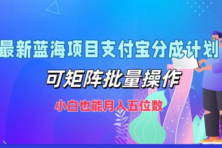 最新蓝海项目支付宝分成计划，小白也能月入五位数，可矩阵批量操作-想要创业网
