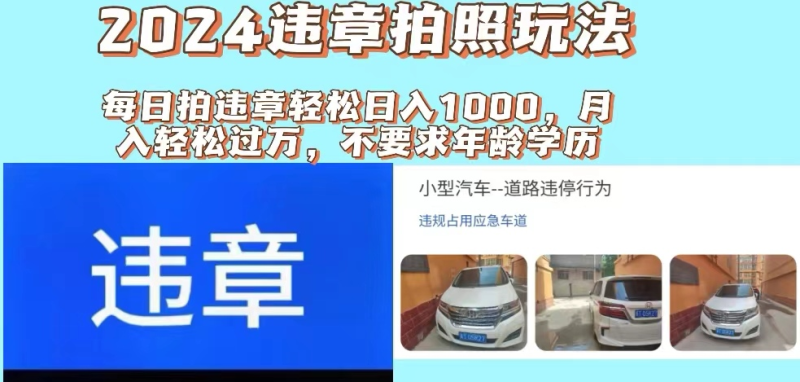 最新违章拍照+推广躺赚双模式玩法日入1000+-想要创业网