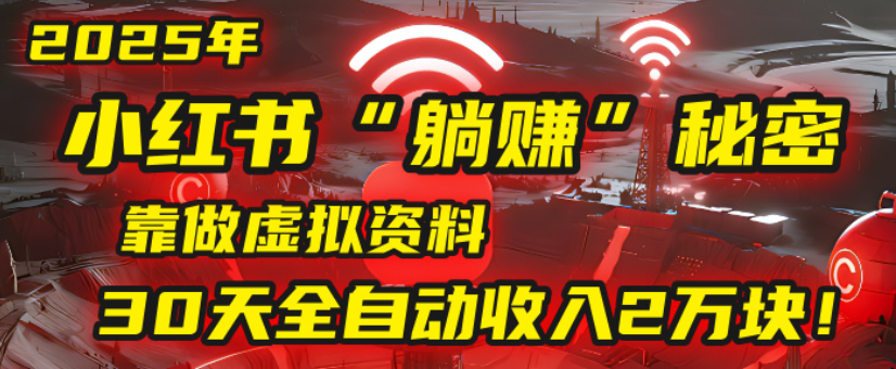 2025小红书虚拟项目，靠做虚拟资料30天全自动收入2万块-想要创业网