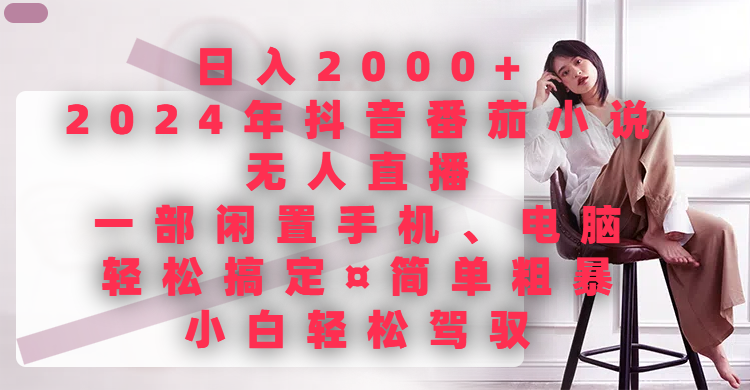 日入2000+，2024年抖音番茄小说无人直播，一部闲置手机、电脑就可以轻松搞定，简单粗暴，小白轻松驾驭-想要创业网