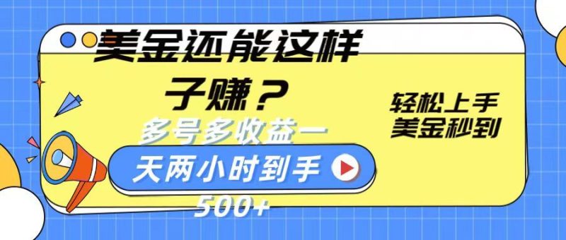 美金新玩法？轻松上手，美金秒到账多号多收益，一天两小时，到手500+-想要创业网