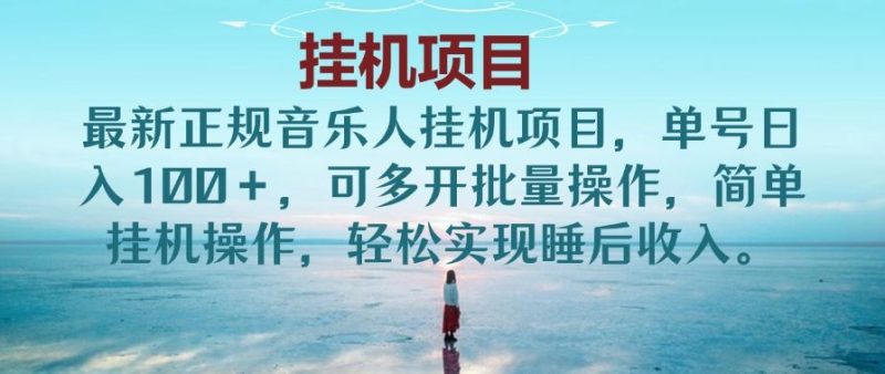 最新正规音乐人挂机项目，单号日入100＋，可多开批量操作，简单挂机操作，轻松实现睡后收入。(非网易云)-想要创业网