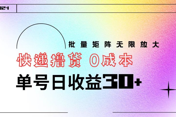 快递撸货  0成本 单号日收益30+ 批量矩阵可无限放大-想要创业网