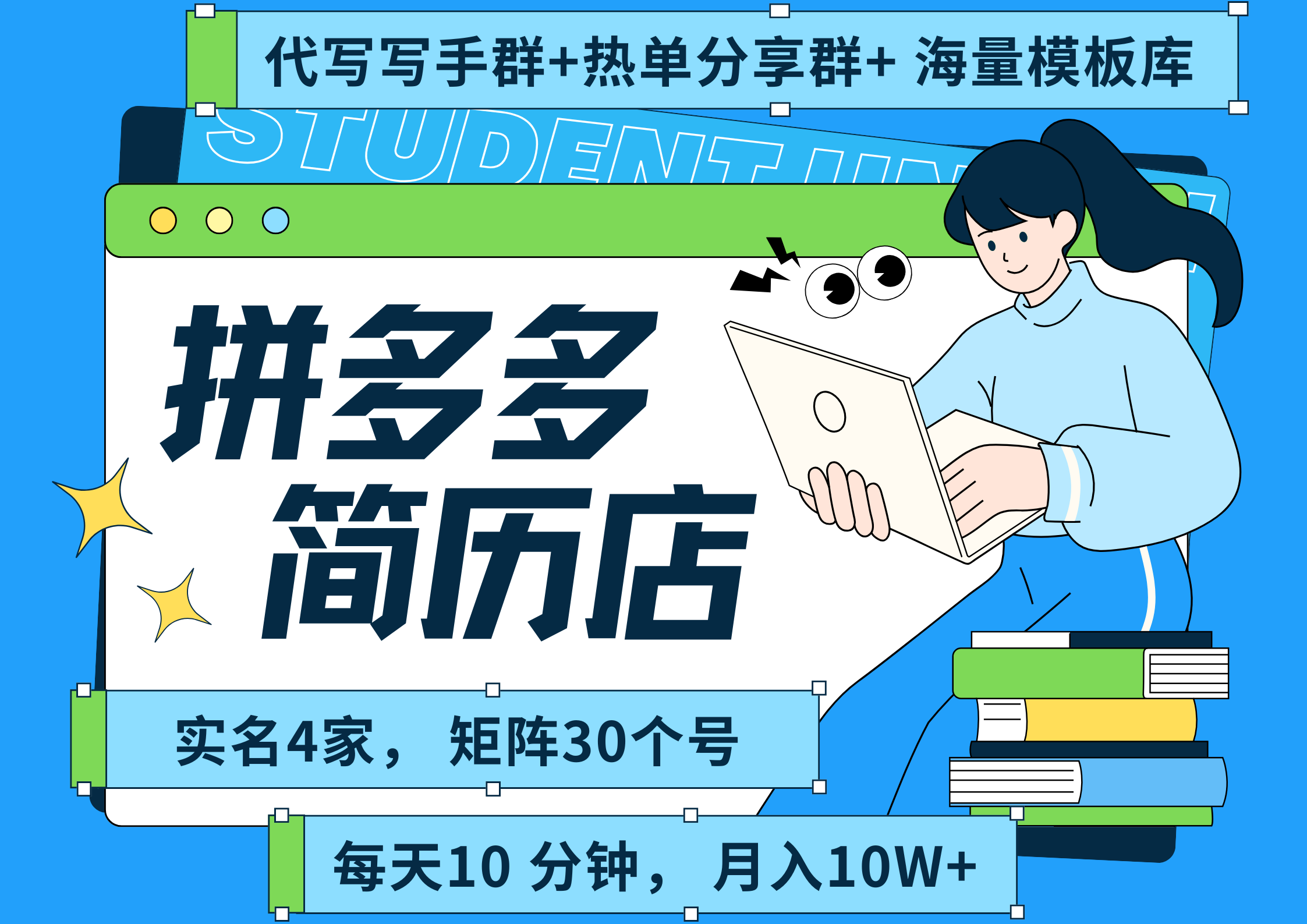 拼多多 虚拟资料 简历 海报代写 全SOP流程 毫无保留分享（含后端资料以及代写渠道）每天十分钟 每人实名四个店  矩阵30个账号  轻轻松松 月入10W-想要创业网