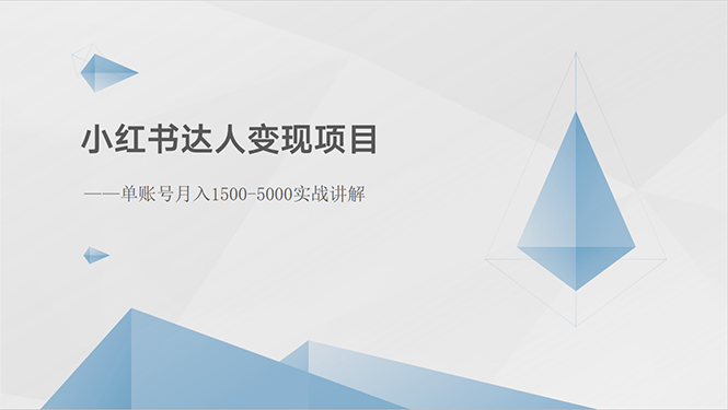 小红书达人变现项目：单账号月入1500-3000实战讲解-想要创业网