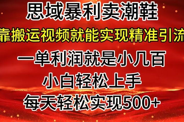 私域卖潮鞋暴利玩法，小白轻松上手，日赚500＋轻轻松松，最新风口项目-想要创业网