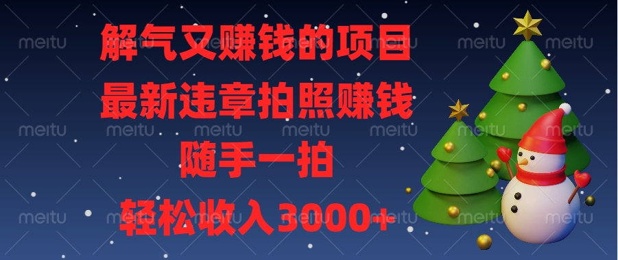 最新违章拍照赚钱，随手一拍，解气又赚钱的项目，轻松收入3000+-想要创业网