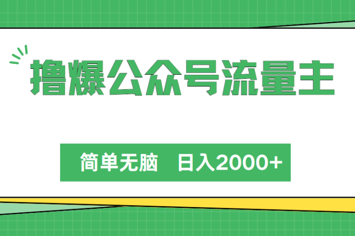 撸爆公众号流量主，简单无脑，单日变现2000+-想要创业网