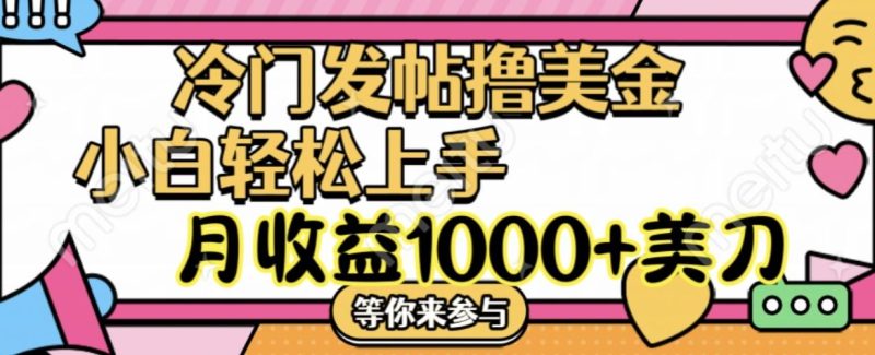 冷门发帖撸美金项目，小白轻松上手，月收益1000+美刀-想要创业网