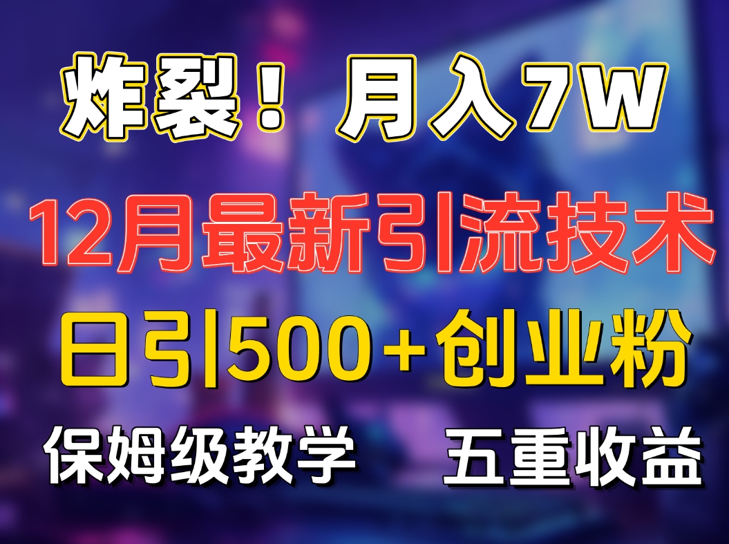 炸裂!月入7W+揭秘12月最新日引流500+精准创业粉,多重收益保姆级教学-想要创业网