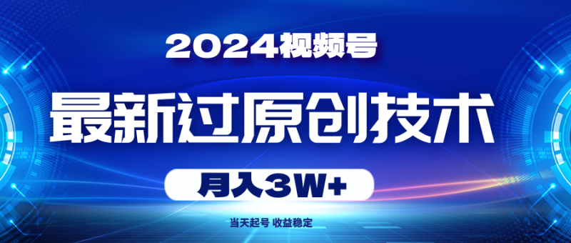 2024视频号最新过原创技术，当天起号，收益稳定，月入3W+-想要创业网