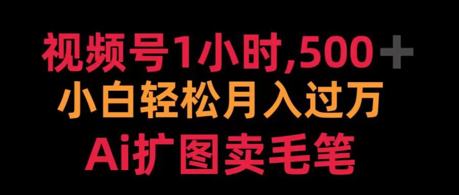 视频号每天1小时，收入500＋，Ai扩图卖毛笔-想要创业网