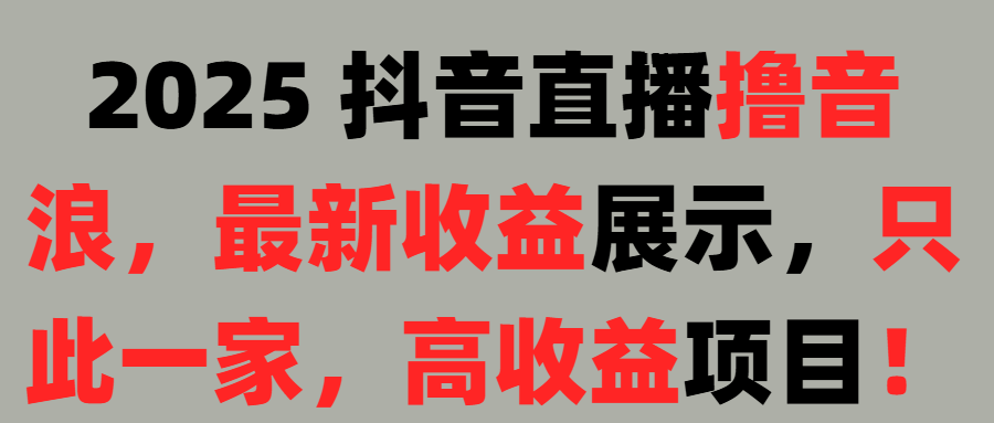 2025 抖音直播撸音浪，最新收益展示，只此一家，高收益项目！-想要创业网