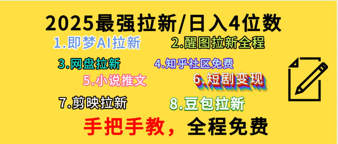 全程免费，手把手教，日入4位数的拉新项目，教会你免费使用各种AI软件，并且持续更新市面上最新的项目哦！-想要创业网